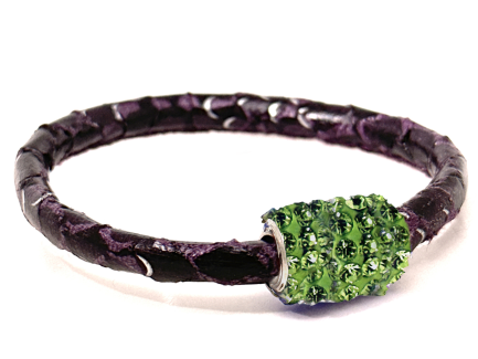 Braccialetto Snake Violet Chiusura Magnetica Cristalli Verde Chiaro