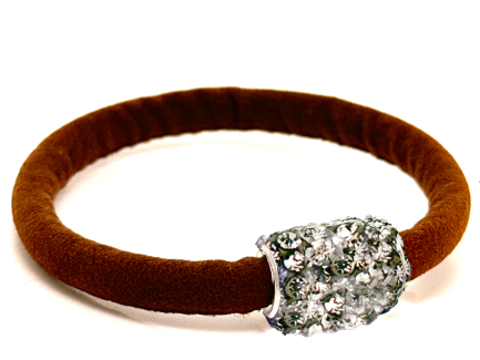 Braccialetto Venice Brown Chiusura Magnetica Cristalli Grigio Perla