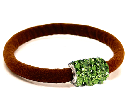 Brown Venice Bracelet Magnetic Closure Green Crystals