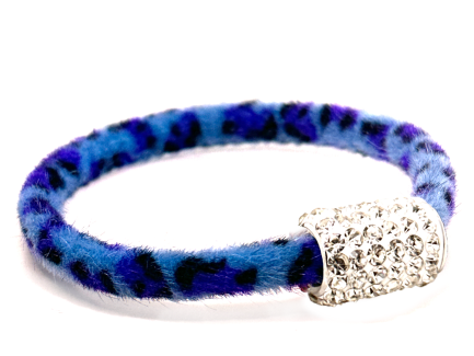 Braccialetto Wild Blu Chiusura Magnetica Cristalli Bianco