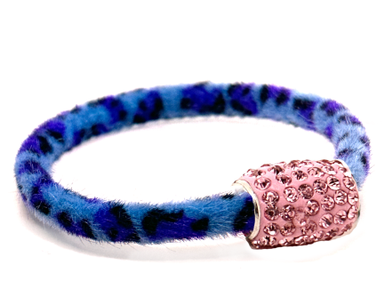 Braccialetto Wild Blu Chiusura Magnetica Cristalli Rosa