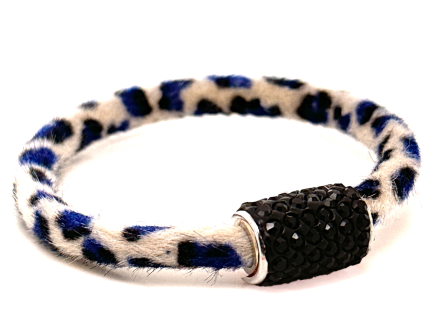 Braccialetto Wild White-Blu Chiusura Magnetica Cristalli Nero