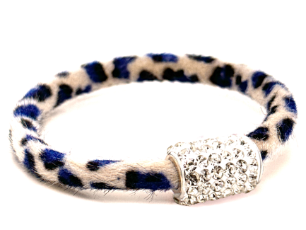 Braccialetto Wild White-Blu Chiusura Magnetica Cristalli Bianco
