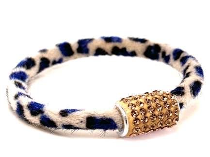 Braccialetto Wild White-Blu Chiusura Magnetica Cristalli Oro