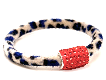 Braccialetto Wild White-Blu Chiusura Magnetica Cristalli Arancione