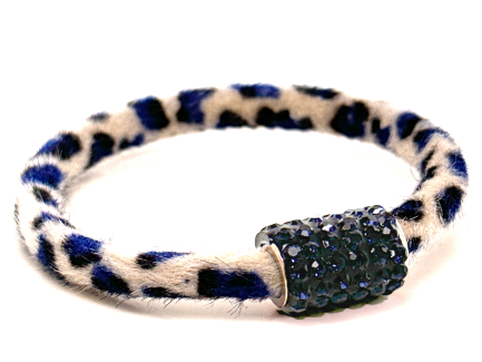 Braccialetto Wild White-Blu Chiusura Magnetica Cristalli Blu Notte