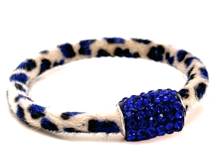 Braccialetto Wild White-Blu Chiusura Magnetica Cristalli Blu