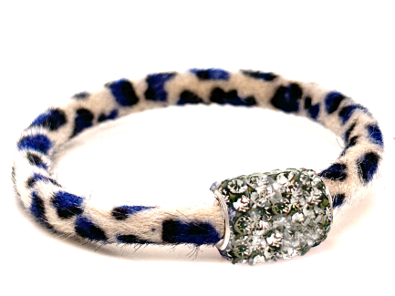 Braccialetto Wild White-Blu Chiusura Magnetica Cristalli Grigio Perla