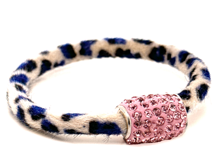 Braccialetto Wild White-Blu Chiusura Magnetica Cristalli Rosa