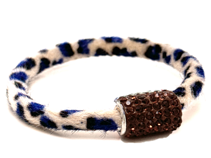 Braccialetto Wild White-Blu Chiusura Magnetica Cristalli Marrone