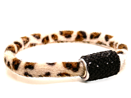 Braccialetto Wild White-Brown Chiusura Magnetica Cristalli Nero