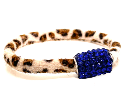 Braccialetto Wild White-Brown Chiusura Magnetica Cristalli Blu