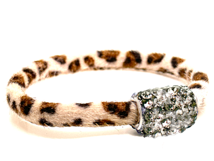 Braccialetto Wild White-Brown Chiusura Magnetica Cristalli Grigio Perla