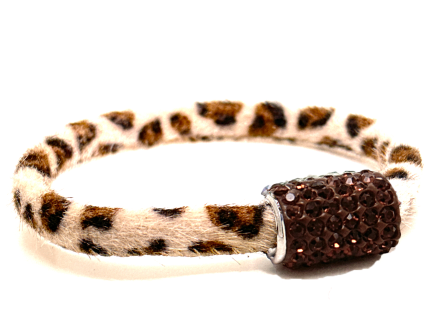 Braccialetto Wild White-Brown Chiusura Magnetica Cristalli Marrone