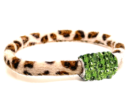 Braccialetto Wild White-Brown Chiusura Magnetica Cristalli Verde Chiaro