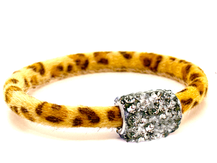 Braccialetto Wild Yellow Chiusura Magnetica Cristalli Grigio Perla