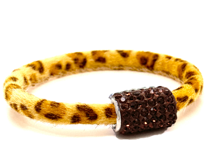 Braccialetto Wild Yellow Chiusura Magnetica Cristalli Marrone