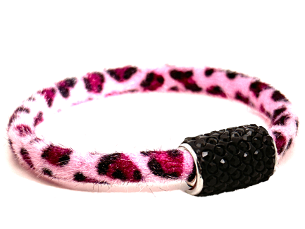 Braccialetto Wild Pink Chiusura Magnetica Cristalli Nero