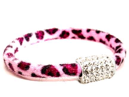 Braccialetto Wild Pink Chiusura Magnetica Cristalli Bianco