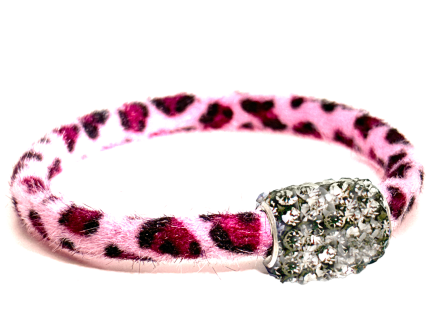 Braccialetto Wild Pink Chiusura Magnetica Cristalli Grigio Perla
