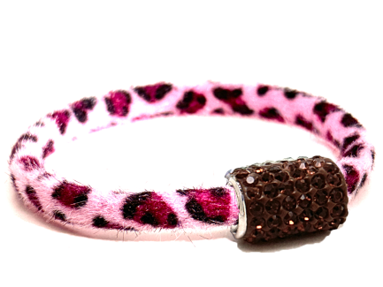 Braccialetto Wild Pink Chiusura Magnetica Cristalli Marrone