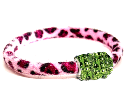 Pink Wild Bracelet Magnetic Closure Green Crystals
