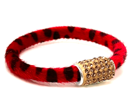 Braccialetto Wild Red Chiusura Magnetica Cristalli Oro
