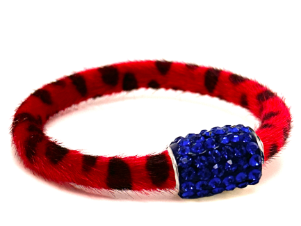 Braccialetto Wild Red Chiusura Magnetica Cristalli Blu