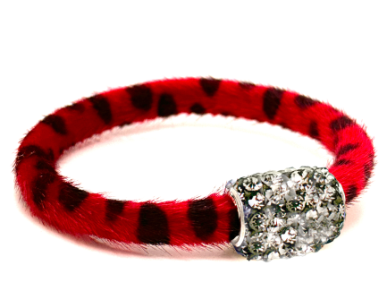Braccialetto Wild Red Chiusura Magnetica Cristalli Grigio Perla
