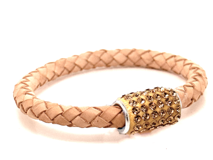 Braccialetto Intreccio Cookie Chiusura Magnetica Cristalli Oro