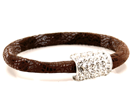 Braccialetto Snake Brown Chiusura Magnetica Cristalli Bianco