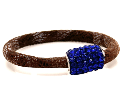 Girocollo Snake Brown Chiusura Magnetica Cristalli Blu