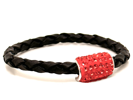 Braccialetto Intreccio Black Chiusura Magnetica Cristalli Arancione