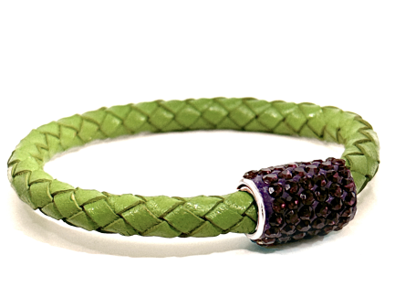 Braccialetto Intreccio Olive Chiusura Magnetica Cristalli Viola