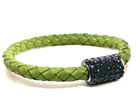 Braccialetto Intreccio Olive Chiusura Magnetica Cristalli Blu Notte