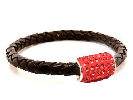 Braccialetto Intreccio Chocolate Chiusura Magnetica Cristalli Arancione