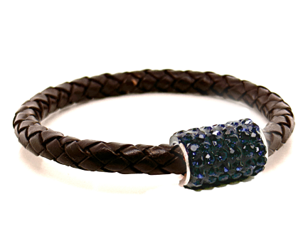 Braccialetto Intreccio Chocolate Chiusura Magnetica Cristalli Blu Notte