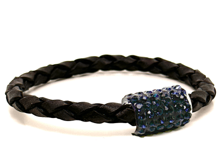 Braccialetto Intreccio Black Chiusura Magnetica Cristalli Blu Notte