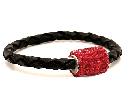 Girocollo Intreccio Black Chiusura Magnetica Cristalli Rossi