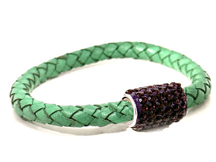 Braccialetto Intreccio Grass Chiusura Magnetica Cristalli Viola