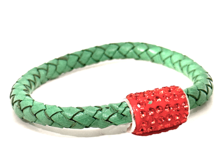 Braccialetto Intreccio Grass Chiusura Magnetica Cristalli Arancione