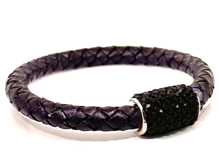 Braccialetto Intreccio Violet Chiusura Magnetica Cristalli Nero