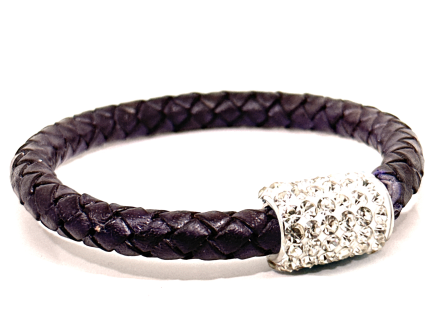 Braccialetto Intreccio Violet Chiusura Magnetica Cristalli Bianco