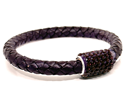 Braccialetto Intreccio Violet Chiusura Magnetica Cristalli Viola