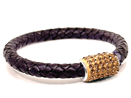 Braccialetto Intreccio Violet Chiusura Magnetica Cristalli Oro