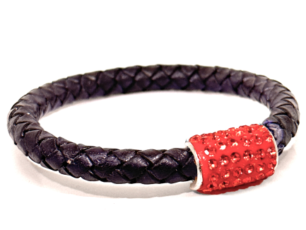 Braccialetto Intreccio Violet Chiusura Magnetica Cristalli Arancione