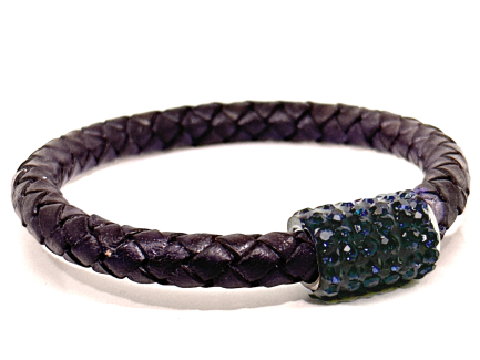 Braccialetto Intreccio Violet Chiusura Magnetica Cristalli Blu Notte