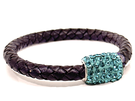 Braccialetto Intreccio Violet Chiusura Magnetica Cristalli Turchese