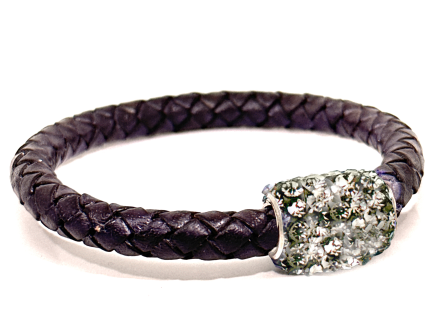 Braccialetto Intreccio Violet Chiusura Magnetica Cristalli Grigio Perla