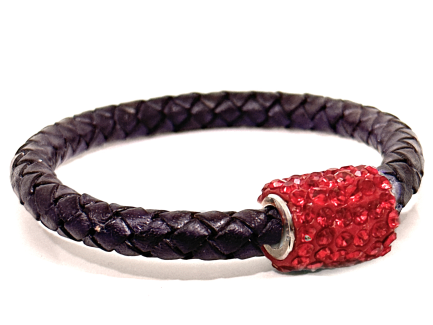 Braccialetto Intreccio Violet Chiusura Magnetica Cristalli Rosso